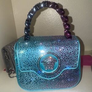 Versace Turquoise and Purple Crystal Mini Bag